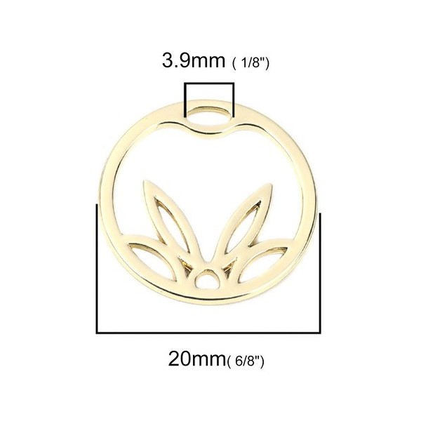 PS110221672 PAX 5 connecteur medaillon Fleur de Lotus 20mm métal couleur Doré