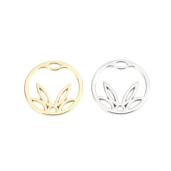 Connecteurs, médaillon Fleur de Lotus 20mm, métal couleur Doré