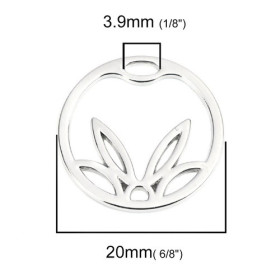 PS110221673 PAX 5 connecteur medaillon Fleur de Lotus 20mm métal couleur Argent Platine