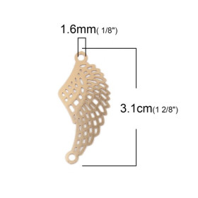 Estampes pendentif connecteur filigrane Ailes 31mm métal couleur Doré