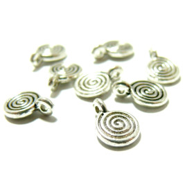 Lot de 25 pendentifs breloque spirales ref 2A4827 métal couleur Argent Antique