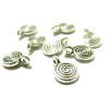 Lot de 25 pendentifs breloque spirales ref 2A4827 métal couleur Argent Antique