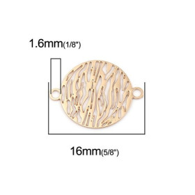 PS110216379 PAX 20 Estampes pendentif connecteur filigrane Medaillon zebré métal couleur Doré