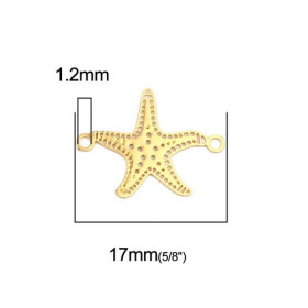 PS110216366 PAX 25 Estampes pendentif connecteur filigrane Etoile de mer métal couleur Doré