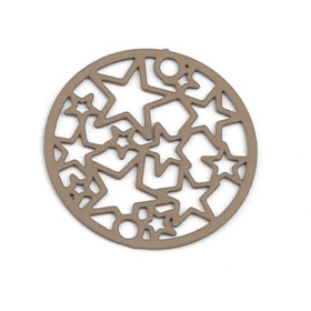 Estampes connecteur filigrane Medaillon Multi etoiles 20mm métal couleur Bordeaux