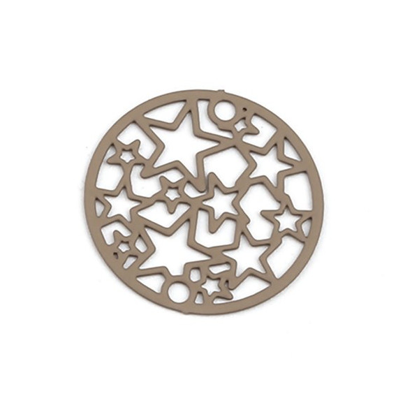 Estampes connecteur filigrane Medaillon Multi etoiles 20mm métal couleur Bordeaux