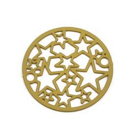 PS110216340 PAX de 10 Estampes connecteur filigrane Medaillon Multi etoiles 20mm métal couleur Taupe