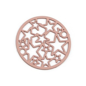 Estampes connecteur filigrane Medaillon Multi etoiles 20mm métal couleur Moutarde
