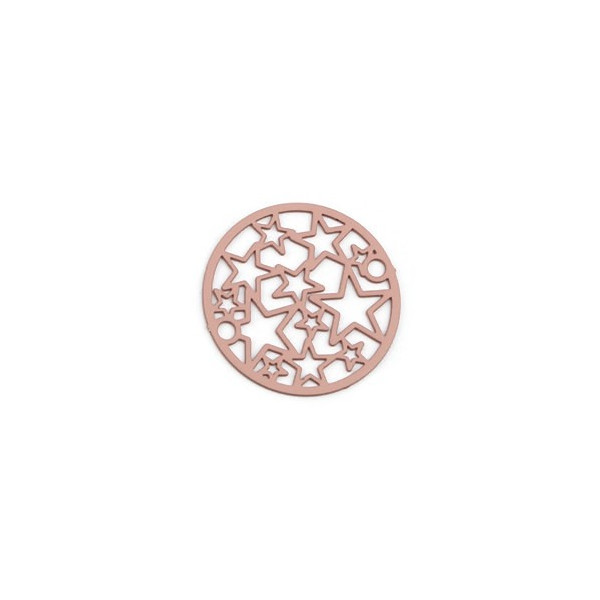 Estampes connecteur filigrane Medaillon Multi etoiles 20mm métal couleur Moutarde