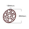 Estampes connecteur filigrane Medaillon Multi Coeur 20mm métal couleur Bordeaux