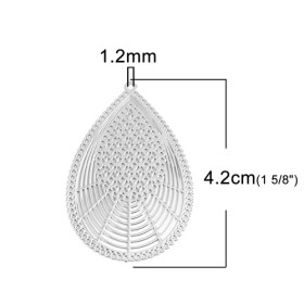 PS110216690 PAX de 5 Estampes connecteur filigrane Goutte Travaillée 42mm métal couleur Argent Platine