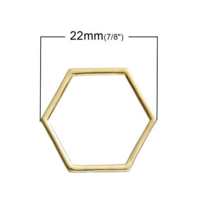 PAX 20 pendentifs connecteur HEXAGONE, HEXAGONALE 23 par 20mm BRONZE S1185819