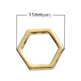 pendentifs connecteur HEXAGONE, HEXAGONALE 11 par 10mm metal couleur Doré