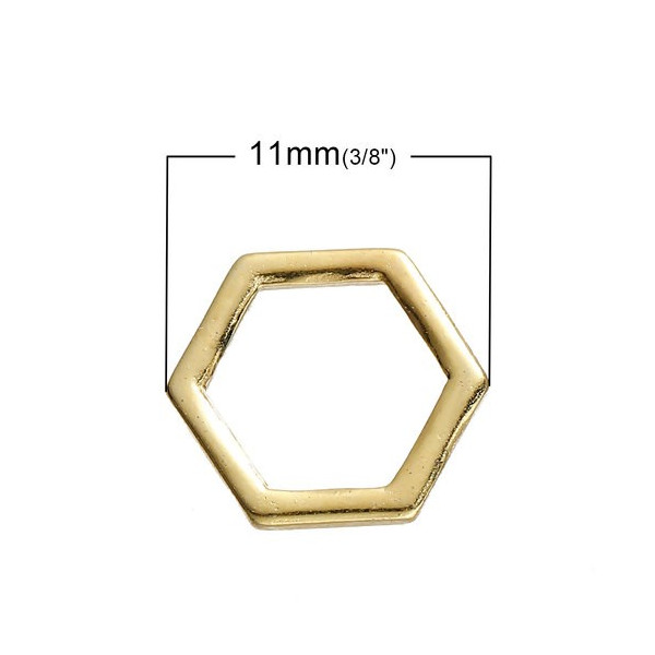 pendentifs connecteur HEXAGONE, HEXAGONALE 11 par 10mm metal couleur Doré