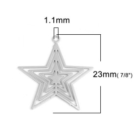 PS110216719 PAX de 10 Estampes pendentif filigrane Etoile Travaillée 22mm métal couleur Argent Platine