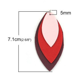 PS110123802 PAX 5 triple pendentifs simili cuir Marquise 7,1cm