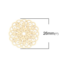 PS110131918 PAX de 5 Estampes pendentif filigrane Mandala 26mm métal couleur Doré