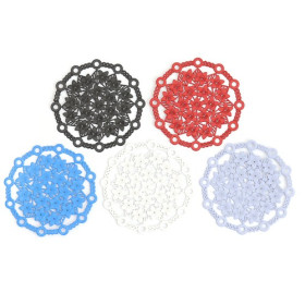 PS110200243 PAX de 5 Estampes pendentif connecteur filigrane Multi fleurs 29mm métal couleur Blanc