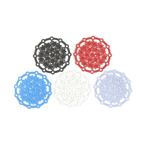 Estampes pendentif connecteur filigrane Multi fleurs 29mm métal couleur Rouge