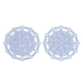 Estampes pendentif connecteur filigrane Multi fleurs 29mm métal couleur Bleu