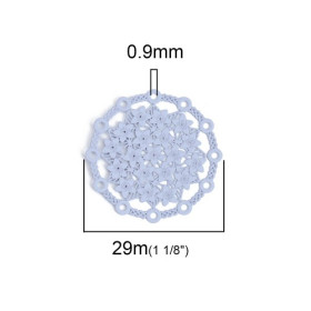 PS110200242 PAX de 5 Estampes pendentif connecteur filigrane Multi fleurs 29mm métal couleur Bleu