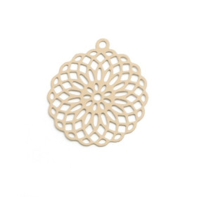 S110204878 PAX 10 Estampes pendentif connecteur filigrane Medaillon Arbre à coeur Beige Taupe de 20mm