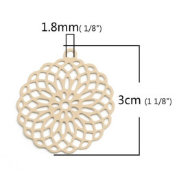 S110206550 PAX 10 Estampes pendentif connecteur filigrane Rosace Mandala Beige 30mm