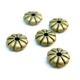 Perles intercalaires, passants, RONDELLES FLEURS 7mm, métal couleur BRONZE