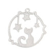 PS110216696 PAX de 5 Estampes pendentif filigrane Chat 29mm métal couleur Argent Platine
