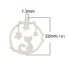 PS110216702 PAX de 10 Estampes pendentif filigrane Chat  Etoile 22mm métal couleur Argent Platine