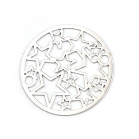 Estampes connecteur filigrane Medaillon Multi etoiles 20mm métal couleur Doré