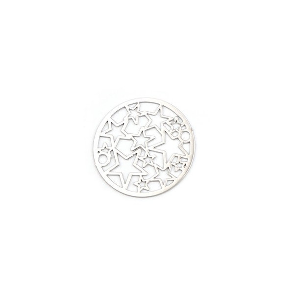 Estampes connecteur filigrane Medaillon Multi etoiles 20mm métal couleur Doré