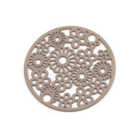Estampes connecteur filigrane Medaillon Multi Fleurs 20mm métal couleur Taupe