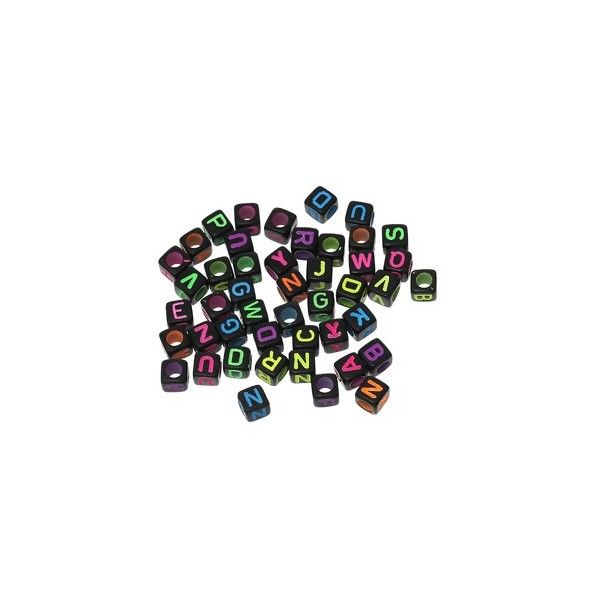 PS114832 PAX 250 pendentifs Perles intercalaire passants Cube Alphabet Acryliques 6mm