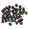 PS114832 PAX 250 pendentifs Perles intercalaire passants Cube Alphabet Acryliques 6mm