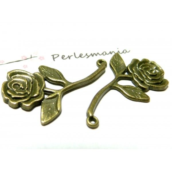 pendentifs fleurs avec tige  métal couleur Bronze