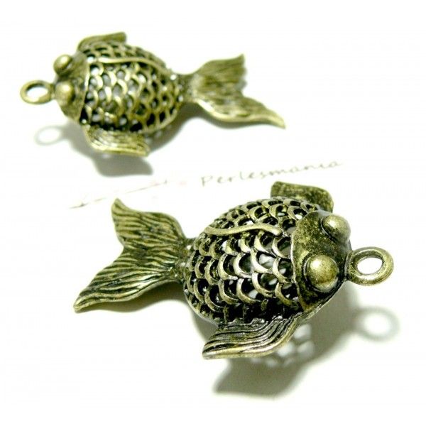 1 piece bronze gros poisson 3D Carpe Koi OB148136