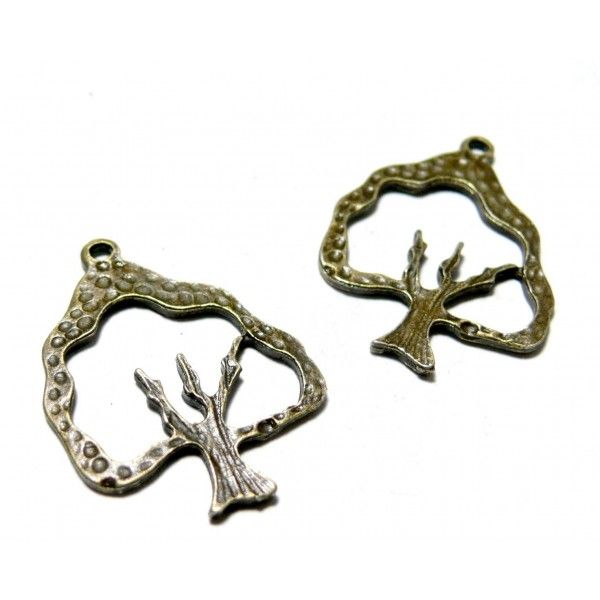 10 pendentifs arbres stylisés ref 50 Bronze fournitures pour bijoux