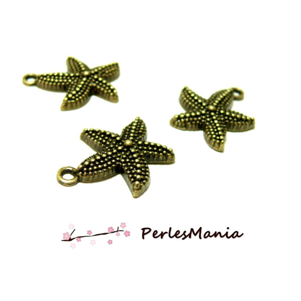 Pendentifs breloque etoiles de mer métal couleur BRONZE