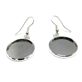 Supports de Boucle d'oreille crochet Qualité 20mm, Acier Inoxydable finition Argenté