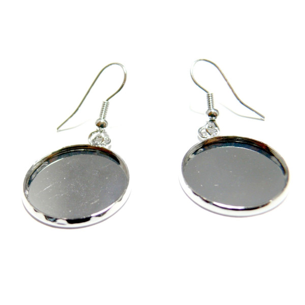 Supports de Boucle d'oreille crochet Qualité 20mm, Acier Inoxydable finition Argenté