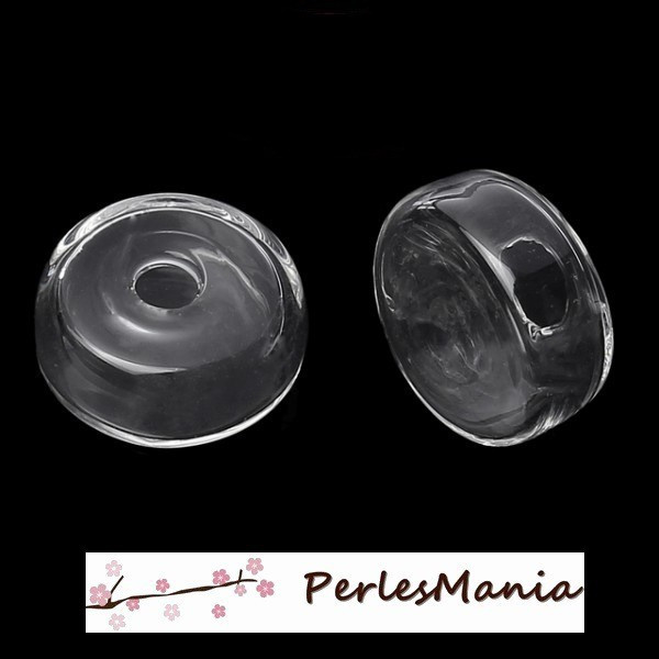 Globes boule cabochon creux à remplir en verre plat des deux cotés 26mm ref 30