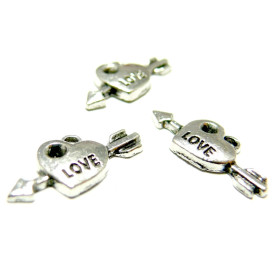 Breloques Coeur Love 21mm – Métal Argent Antique