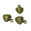 pendentifs mignons petits coeurs métal couleur bronze