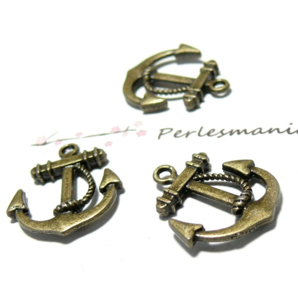 Breloques pendentifs ancre 23mm – Métal couleur bronze