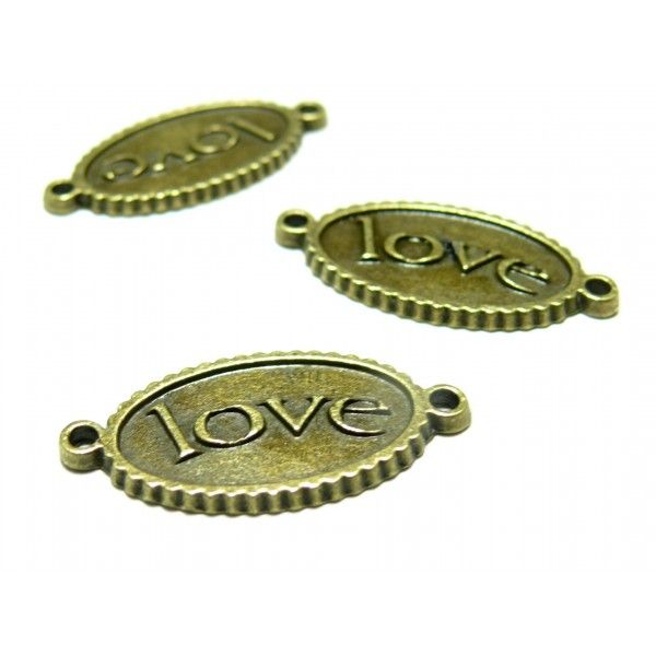 Apprêt bijoux 10 pendentifs love connecteur P20381 bronze