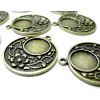 Lot de 10 supports de pendentif rond fleur métal couleur Bronze ref 238