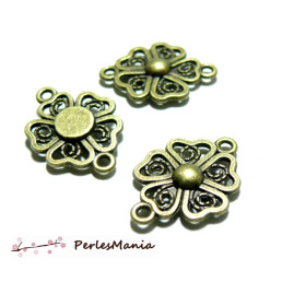 Apprêt bijoux 10 pendentifs connecteur 2D2356 fleur dentelle Bronze