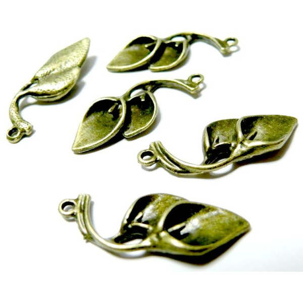 Pendentifs Double Arum – Métal couleur bronze – 13 x 38 mm