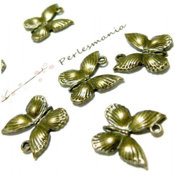 Apprêt 10 breloques bronze Papillon de nuit ref A2409